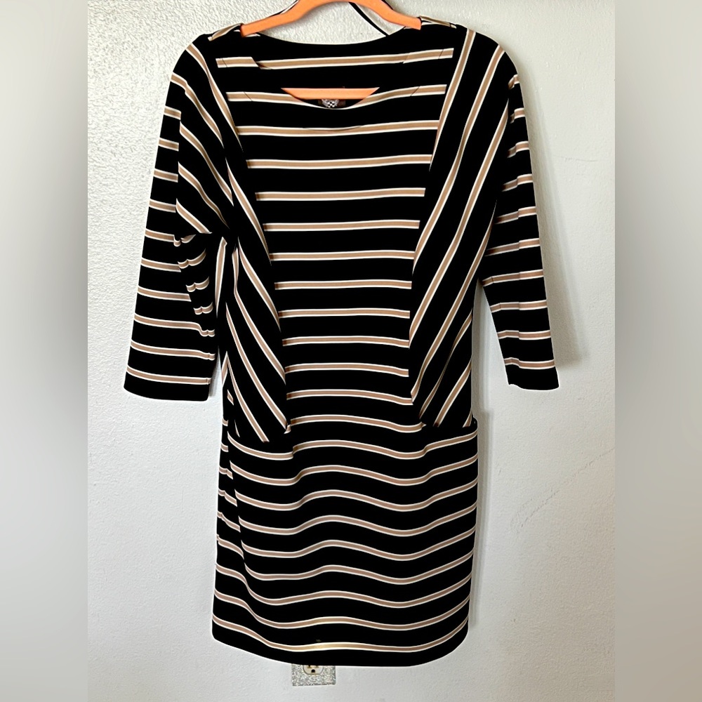 Vince Camuto Long Sleeve Striped Sheath Midi Dress